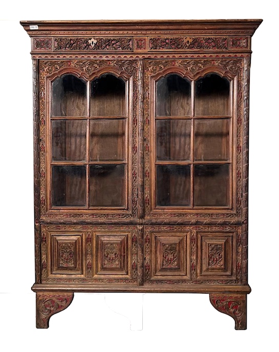 A 19th - 20th century Palembang wooden display cabinet
